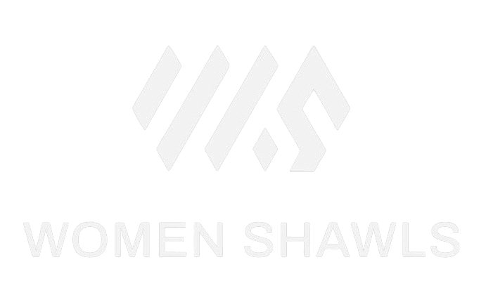 A graceful logo for women's shawls featuring a beautifully stylized shawl design, adorned with intricate patterns and feminine details