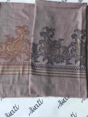Pashmina Shawl Wrap with Dual Color Hand Embroidery Designs