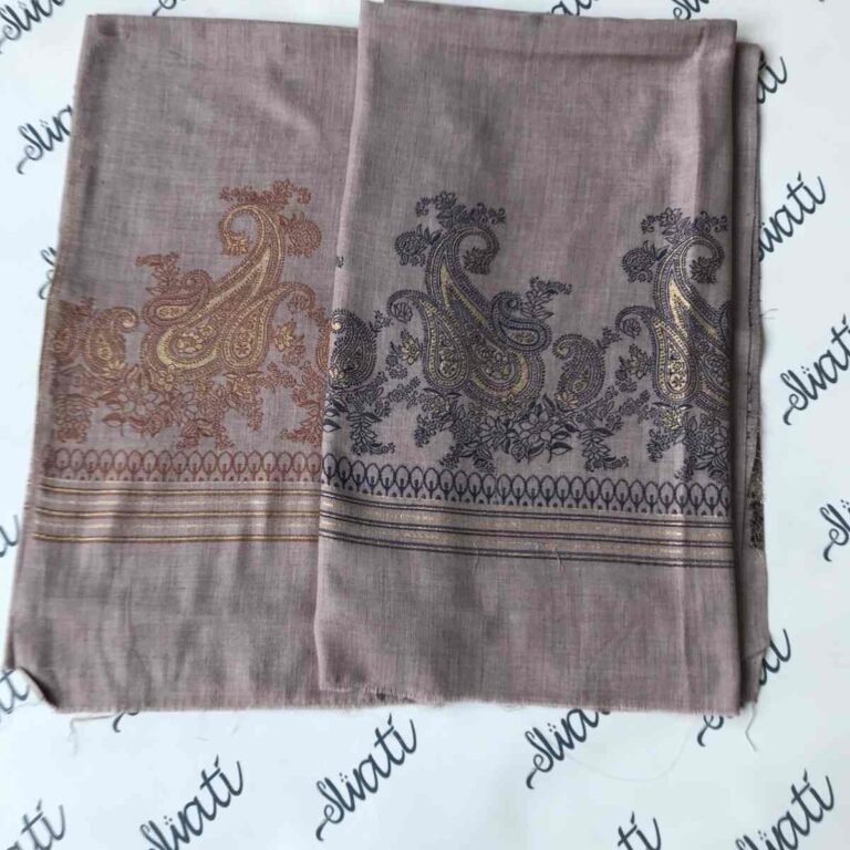 Pashmina Shawl Wrap with Dual Color Hand Embroidery Designs