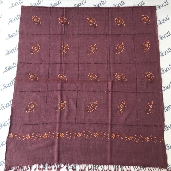 Elegant Purple Shawl with Taar Kashi Hand Embroidery – Handwoven Wool Shawl for Women