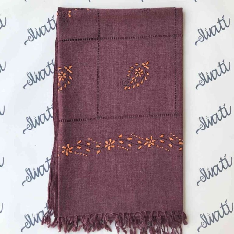 Purple Shawl Wrap Featuring Taar Kashi Hand Embroidery
