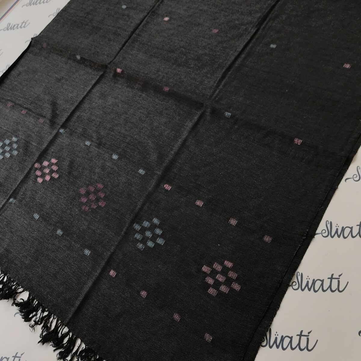 Elegant Swati Shawl in Black Malesha Khaddi Fabric – Warm and Stylish Women’s Winter Shawl