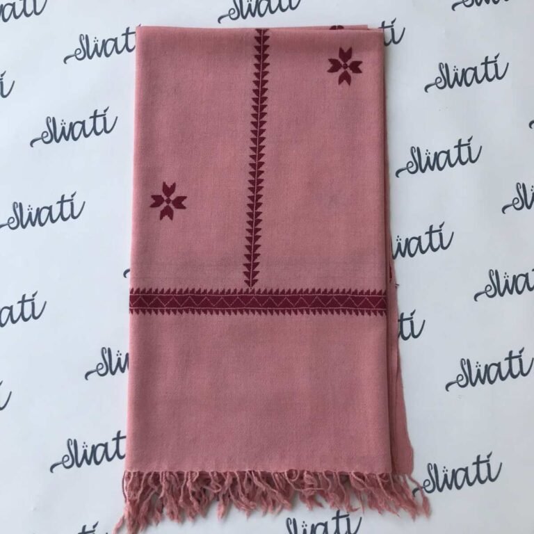 Pink Woolen Shawl with Swati Hand Embroidery