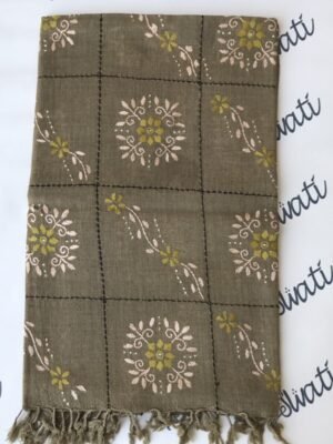 Wool Shawl for Women with Swati Embroidery in Elegant Brown