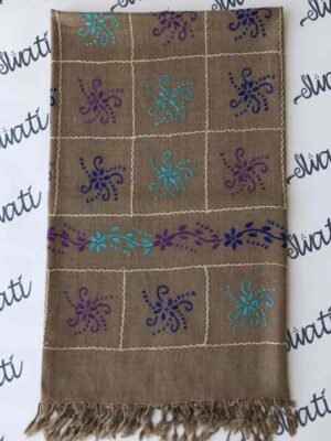 Pure woolen Swati shawl for women with traditional hand embroidery, handcrafted warm winter wool shawl featuring intricate patterns, soft and elegant wrap for cold weather.