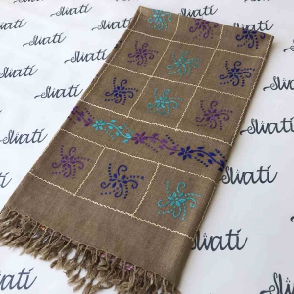 Pure woolen Swati shawl for women with traditional hand embroidery, handcrafted warm winter wool shawl featuring intricate patterns, soft and elegant wrap for cold weather.