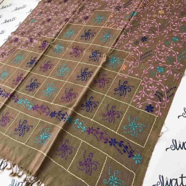 Pure woolen Swati shawl for women with traditional hand embroidery, handcrafted warm winter wool shawl featuring intricate patterns, soft and elegant wrap for cold weather.