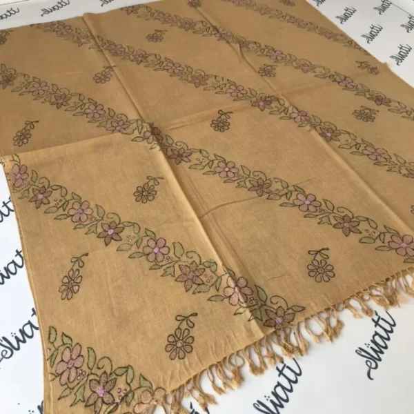 Elegant Swati Woolen Shawl for women featuring traditional hand embroidery and printed winter design, made from soft wool fabric