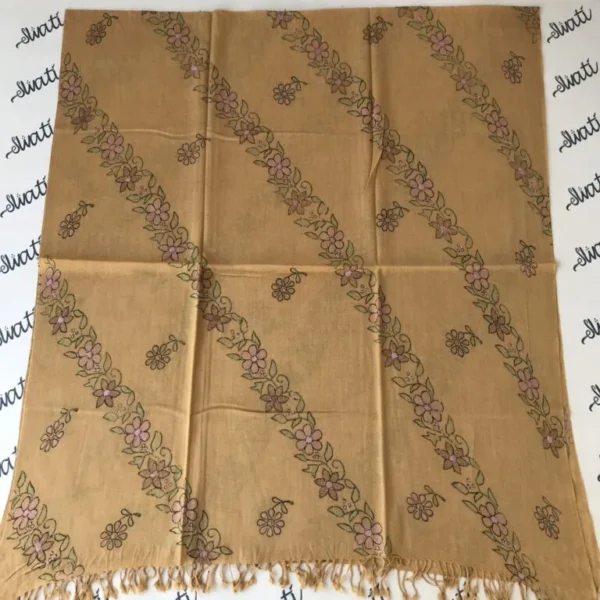 Elegant Swati Woolen Shawl for women featuring traditional hand embroidery and printed winter design, made from soft wool fabric